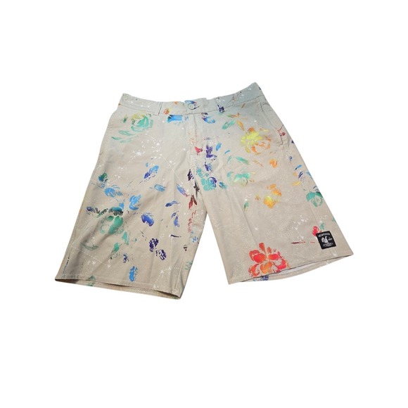 Vans Vanphibian Board Shorts Size 32  Beige Floral Swim Trunks Surf Beach 10" - Picture 1 of 10
